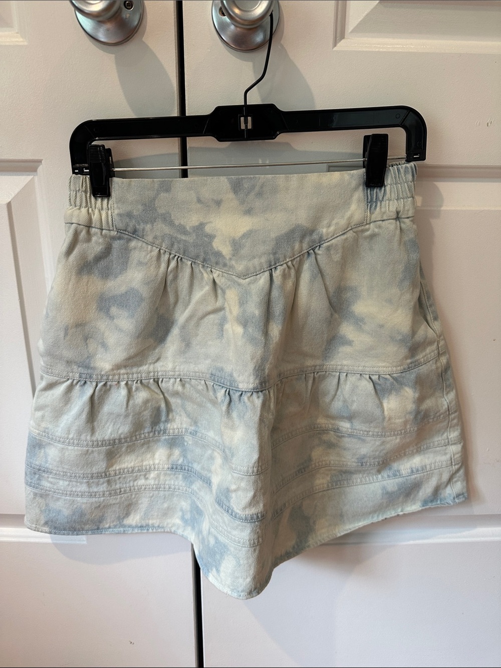 Sea New York Light Blue Tie-Dye Tiered Denim Skirt